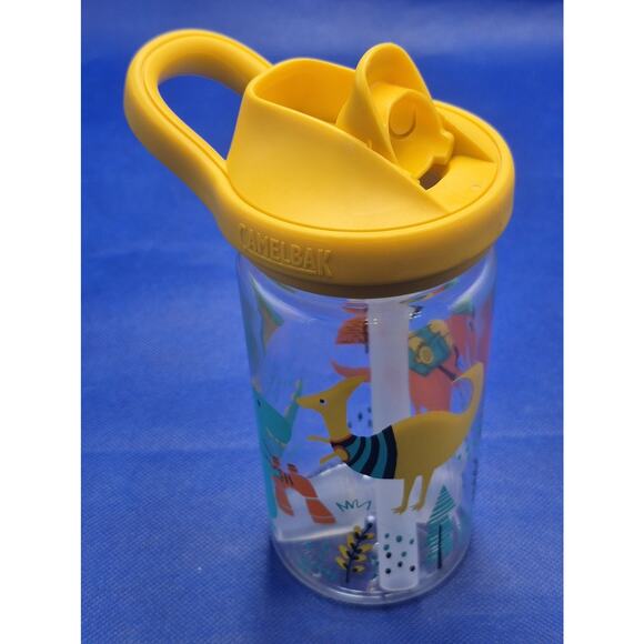 Camp CamelBak Kids BPA Free 14oz Water Bottle Dinosaurs Yellow Lid UNUSED - Picture 4 of 6